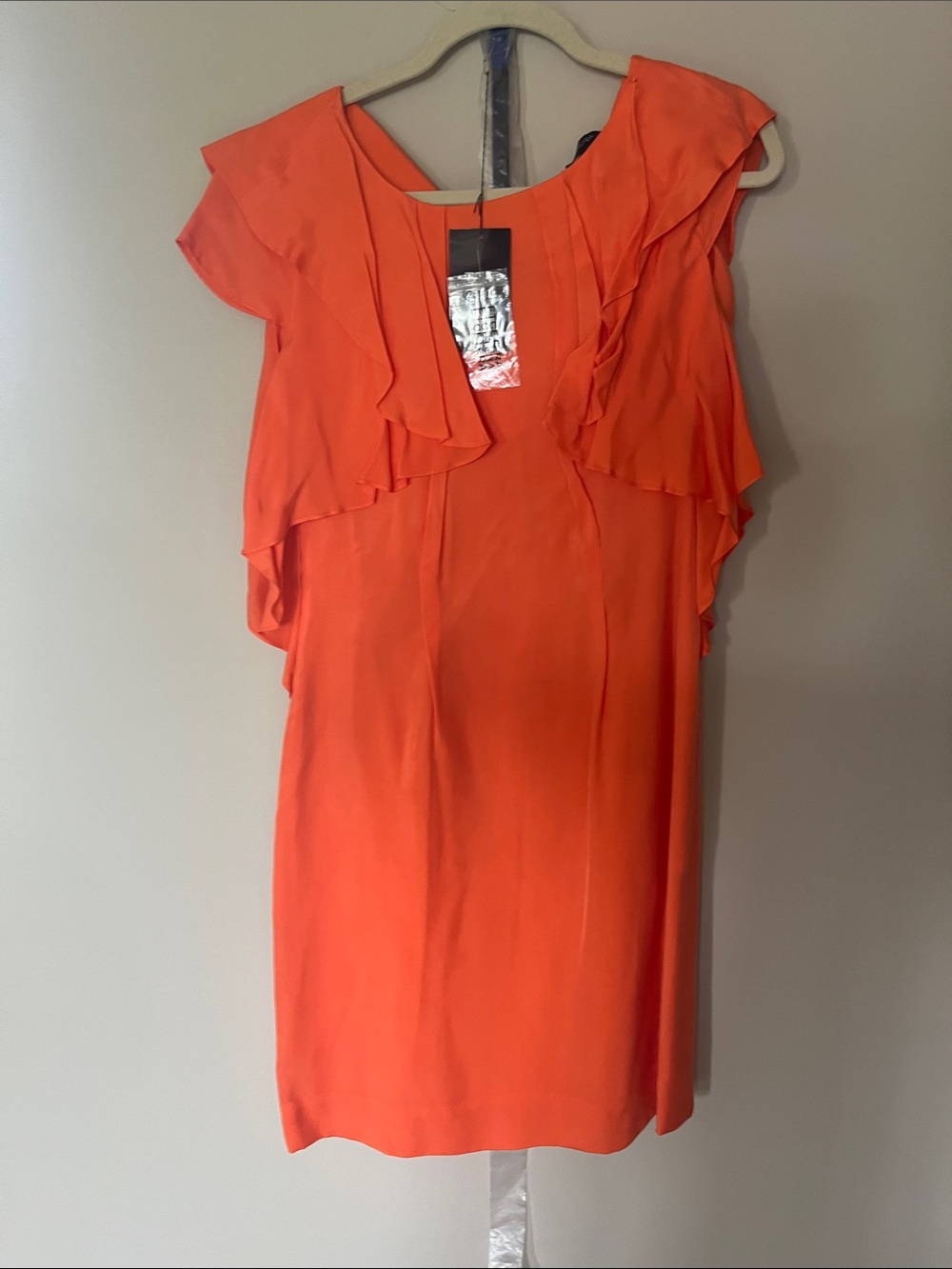 Etcetera Bright Orange Ruffle Sleeve Tunic Dress